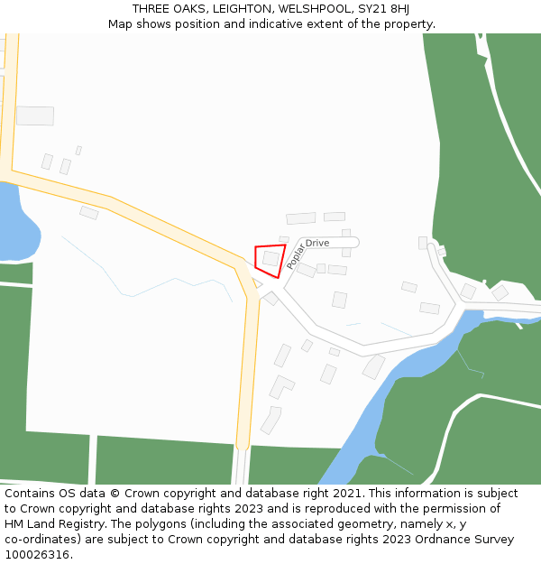 THREE OAKS, LEIGHTON, WELSHPOOL, SY21 8HJ: Location map and indicative extent of plot