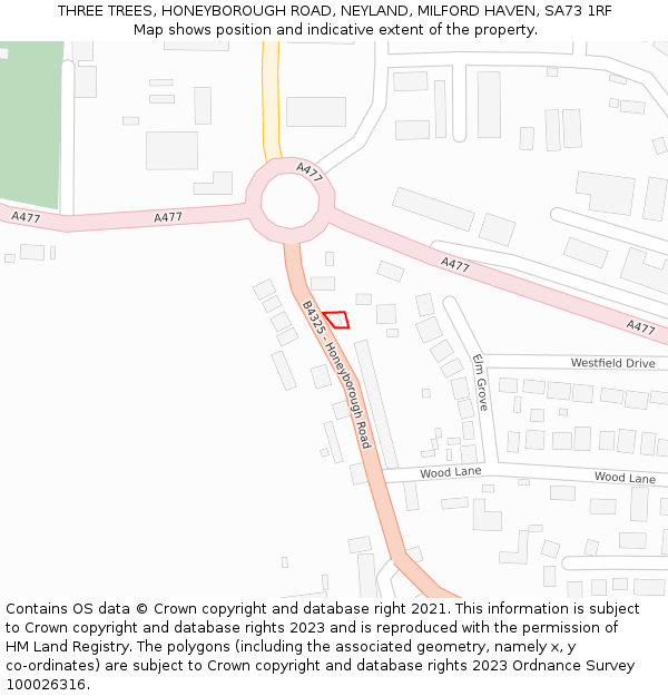 THREE TREES, HONEYBOROUGH ROAD, NEYLAND, MILFORD HAVEN, SA73 1RF: Location map and indicative extent of plot
