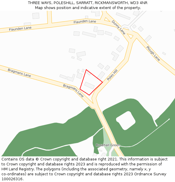 THREE WAYS, POLESHILL, SARRATT, RICKMANSWORTH, WD3 4NR: Location map and indicative extent of plot