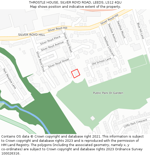 THROSTLE HOUSE, SILVER ROYD ROAD, LEEDS, LS12 4QU: Location map and indicative extent of plot