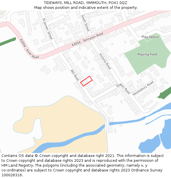 TIDEWAYS, MILL ROAD, YARMOUTH, PO41 0QZ: Location map and indicative extent of plot