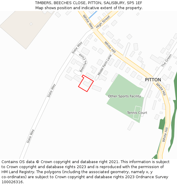 TIMBERS, BEECHES CLOSE, PITTON, SALISBURY, SP5 1EF: Location map and indicative extent of plot