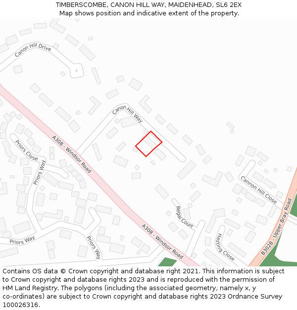 TIMBERSCOMBE, CANON HILL WAY, MAIDENHEAD, SL6 2EX: Location map and indicative extent of plot