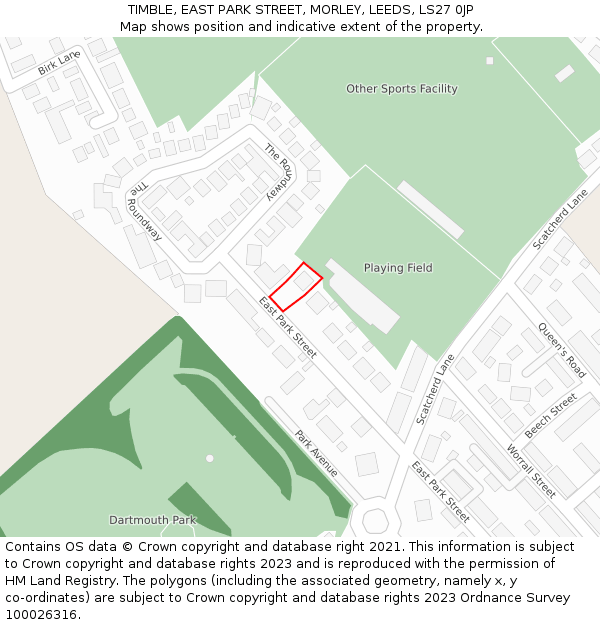 TIMBLE, EAST PARK STREET, MORLEY, LEEDS, LS27 0JP: Location map and indicative extent of plot