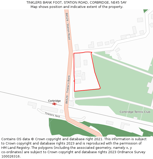 TINKLERS BANK FOOT, STATION ROAD, CORBRIDGE, NE45 5AY: Location map and indicative extent of plot