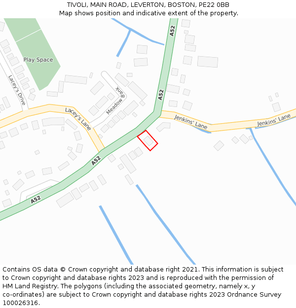 TIVOLI, MAIN ROAD, LEVERTON, BOSTON, PE22 0BB: Location map and indicative extent of plot