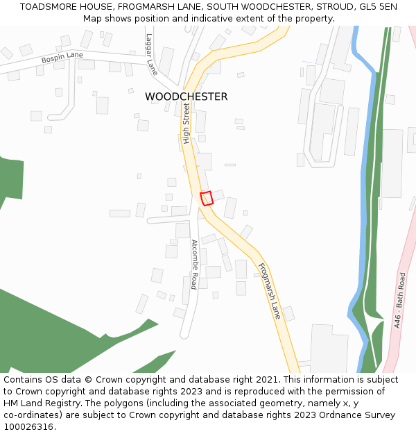 TOADSMORE HOUSE, FROGMARSH LANE, SOUTH WOODCHESTER, STROUD, GL5 5EN: Location map and indicative extent of plot