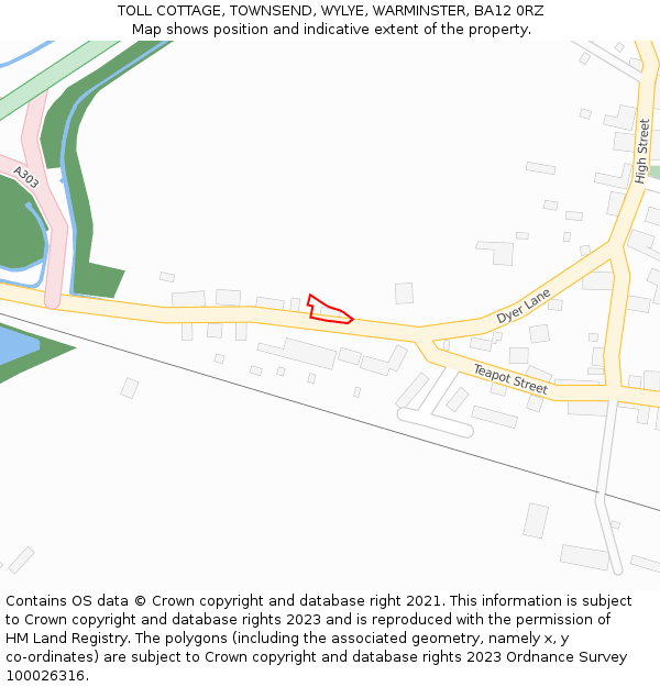 TOLL COTTAGE, TOWNSEND, WYLYE, WARMINSTER, BA12 0RZ: Location map and indicative extent of plot
