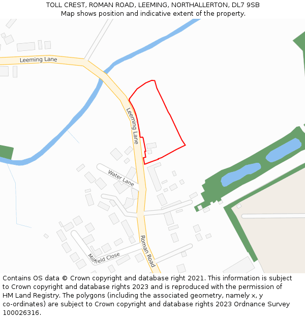TOLL CREST, ROMAN ROAD, LEEMING, NORTHALLERTON, DL7 9SB: Location map and indicative extent of plot