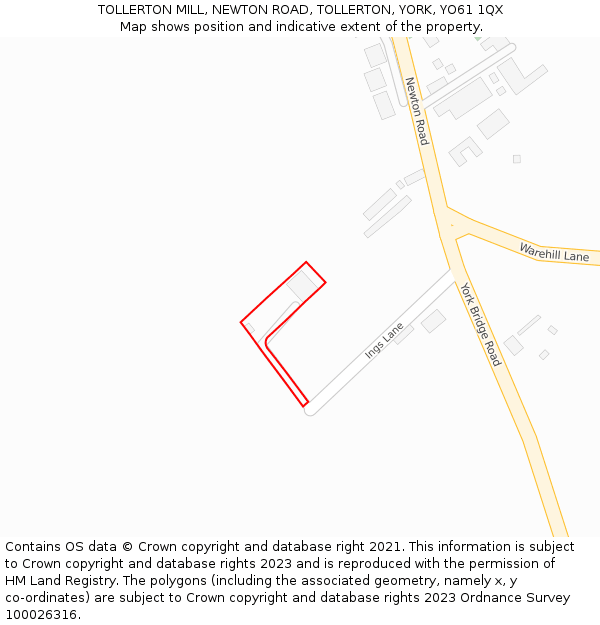 TOLLERTON MILL, NEWTON ROAD, TOLLERTON, YORK, YO61 1QX: Location map and indicative extent of plot