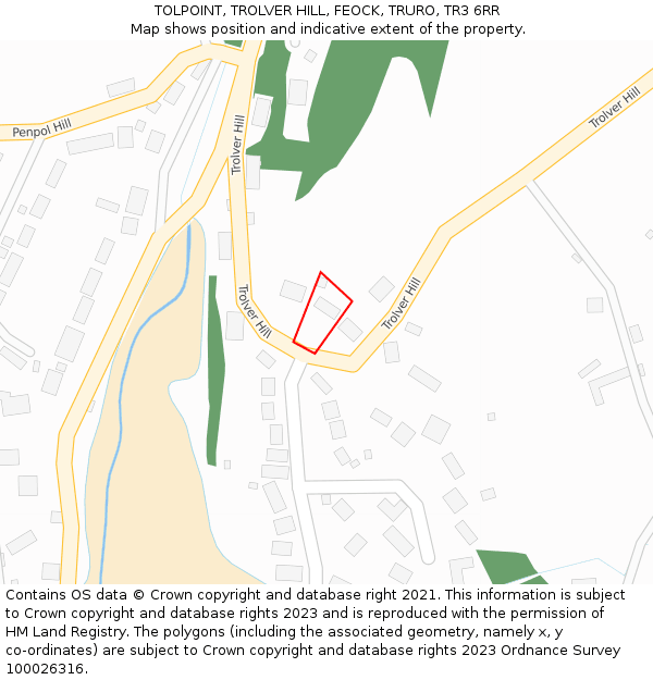 TOLPOINT, TROLVER HILL, FEOCK, TRURO, TR3 6RR: Location map and indicative extent of plot