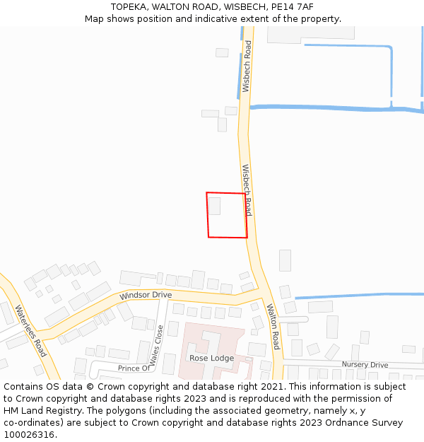 TOPEKA, WALTON ROAD, WISBECH, PE14 7AF: Location map and indicative extent of plot