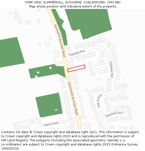TORR VIEW, SUMMERHILL, ALTHORNE, CHELMSFORD, CM3 6BY: Location map and indicative extent of plot