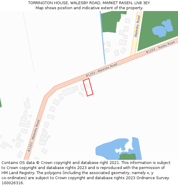 TORRINGTON HOUSE, WALESBY ROAD, MARKET RASEN, LN8 3EY: Location map and indicative extent of plot