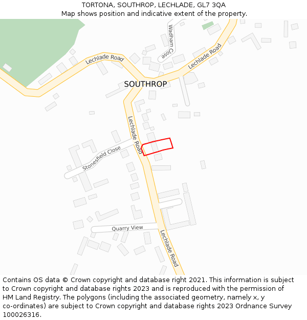 TORTONA, SOUTHROP, LECHLADE, GL7 3QA: Location map and indicative extent of plot