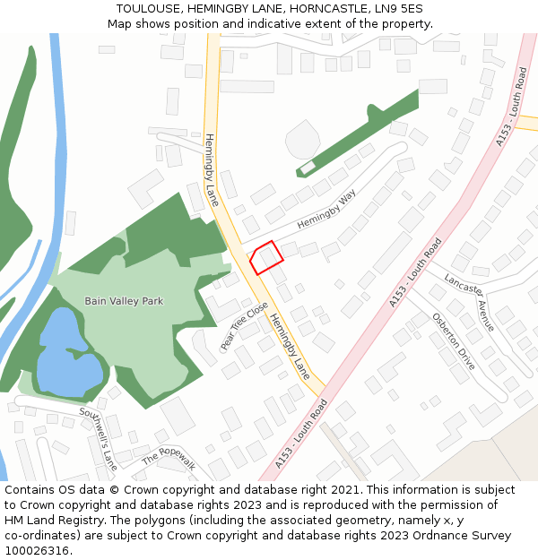 TOULOUSE, HEMINGBY LANE, HORNCASTLE, LN9 5ES: Location map and indicative extent of plot
