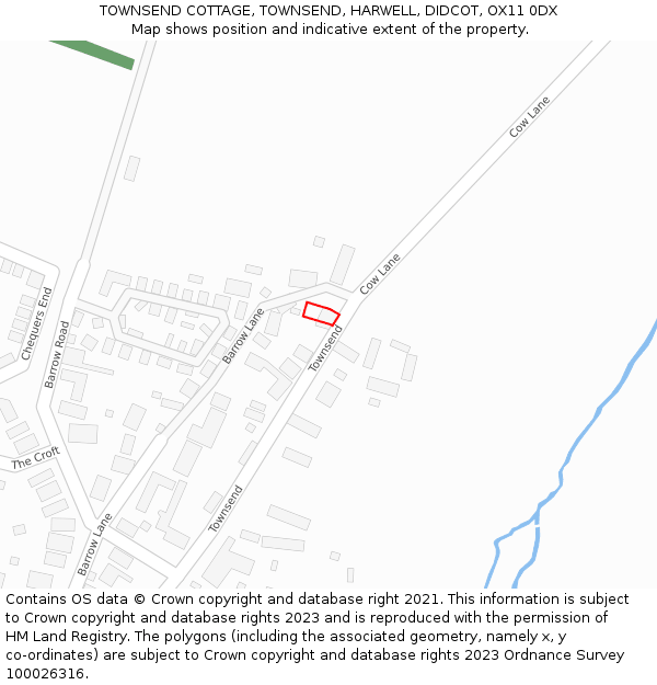 TOWNSEND COTTAGE, TOWNSEND, HARWELL, DIDCOT, OX11 0DX: Location map and indicative extent of plot
