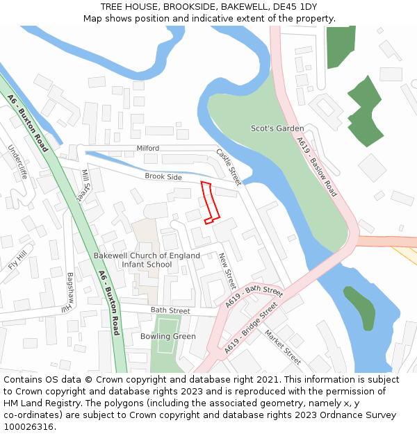 TREE HOUSE, BROOKSIDE, BAKEWELL, DE45 1DY: Location map and indicative extent of plot