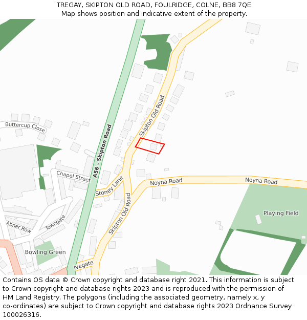 TREGAY, SKIPTON OLD ROAD, FOULRIDGE, COLNE, BB8 7QE: Location map and indicative extent of plot