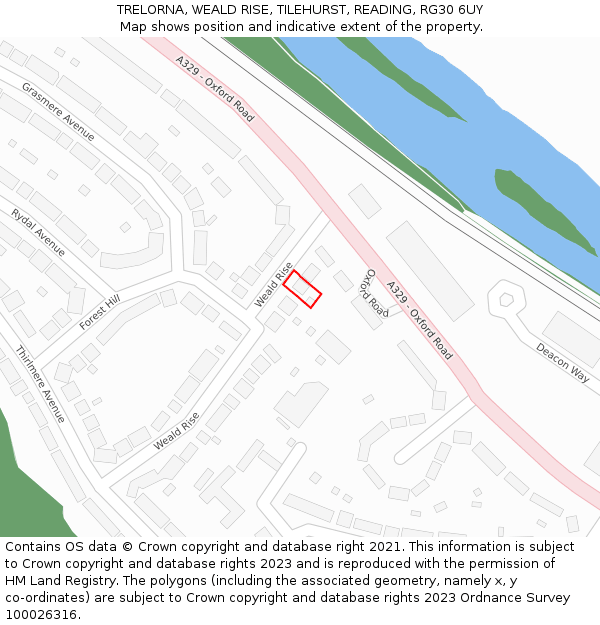 TRELORNA, WEALD RISE, TILEHURST, READING, RG30 6UY: Location map and indicative extent of plot
