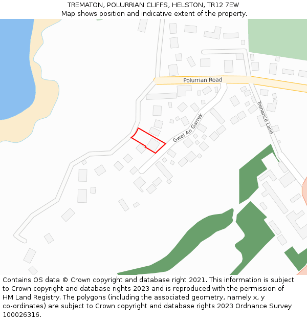 TREMATON, POLURRIAN CLIFFS, HELSTON, TR12 7EW: Location map and indicative extent of plot
