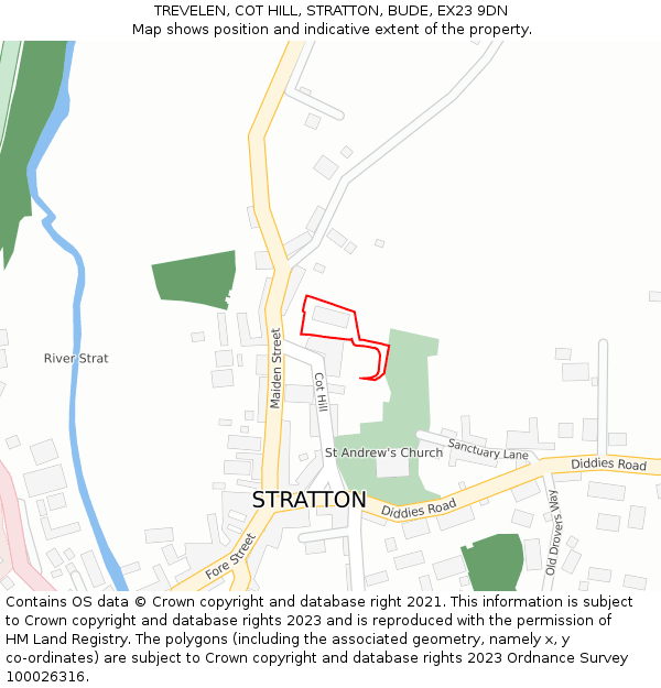 TREVELEN, COT HILL, STRATTON, BUDE, EX23 9DN: Location map and indicative extent of plot