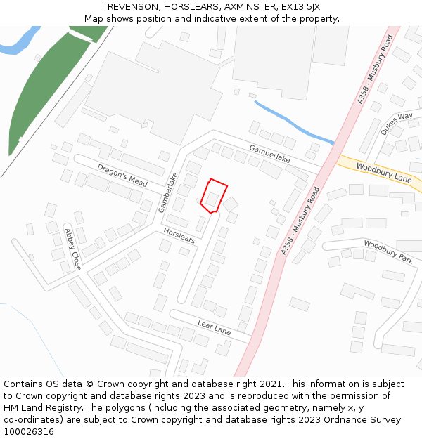 TREVENSON, HORSLEARS, AXMINSTER, EX13 5JX: Location map and indicative extent of plot
