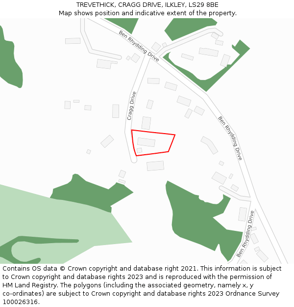 TREVETHICK, CRAGG DRIVE, ILKLEY, LS29 8BE: Location map and indicative extent of plot