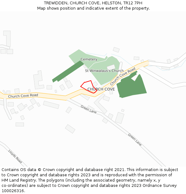TREWIDDEN, CHURCH COVE, HELSTON, TR12 7PH: Location map and indicative extent of plot