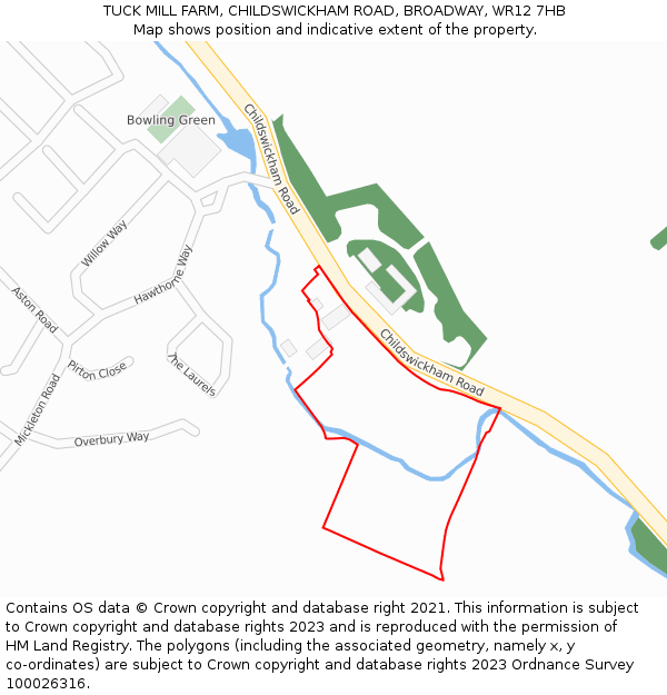 TUCK MILL FARM, CHILDSWICKHAM ROAD, BROADWAY, WR12 7HB: Location map and indicative extent of plot