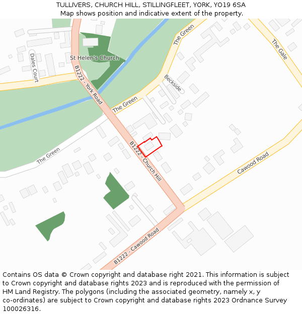 TULLIVERS, CHURCH HILL, STILLINGFLEET, YORK, YO19 6SA: Location map and indicative extent of plot