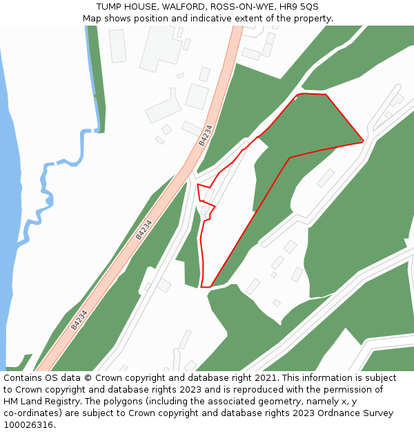 TUMP HOUSE, WALFORD, ROSS-ON-WYE, HR9 5QS: Location map and indicative extent of plot