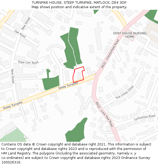 TURNPIKE HOUSE, STEEP TURNPIKE, MATLOCK, DE4 3DP: Location map and indicative extent of plot