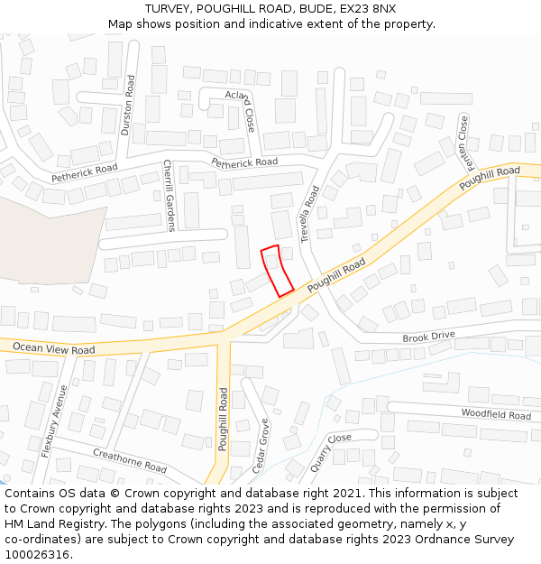 TURVEY, POUGHILL ROAD, BUDE, EX23 8NX: Location map and indicative extent of plot