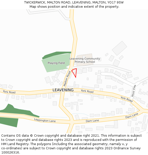 TWICKERWICK, MALTON ROAD, LEAVENING, MALTON, YO17 9SW: Location map and indicative extent of plot
