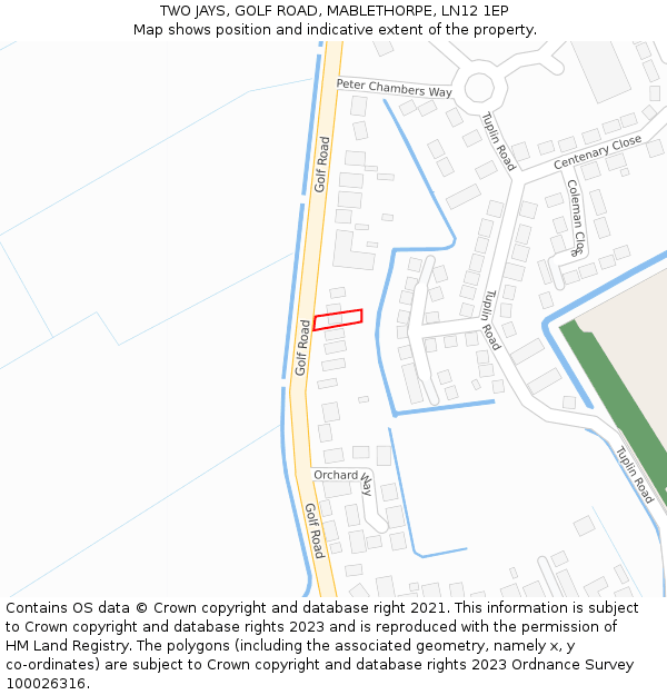 TWO JAYS, GOLF ROAD, MABLETHORPE, LN12 1EP: Location map and indicative extent of plot