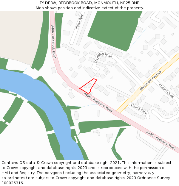 TY DERW, REDBROOK ROAD, MONMOUTH, NP25 3NB: Location map and indicative extent of plot