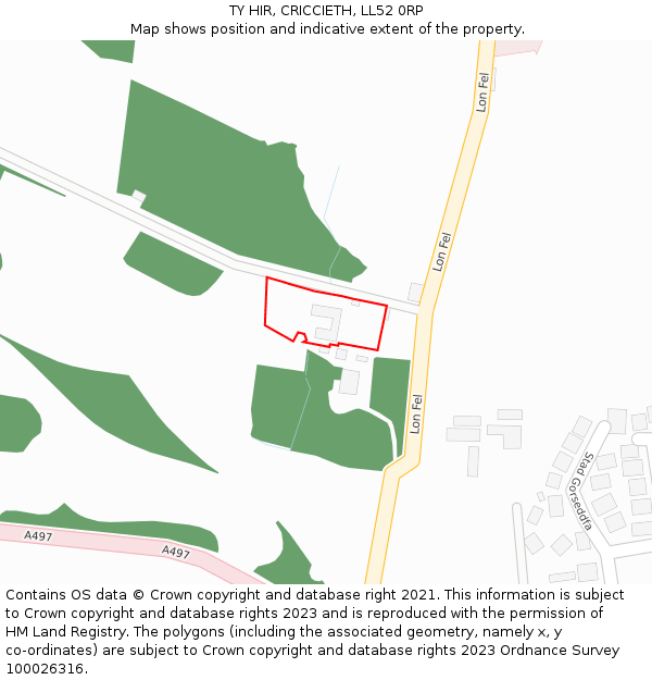 TY HIR, CRICCIETH, LL52 0RP: Location map and indicative extent of plot