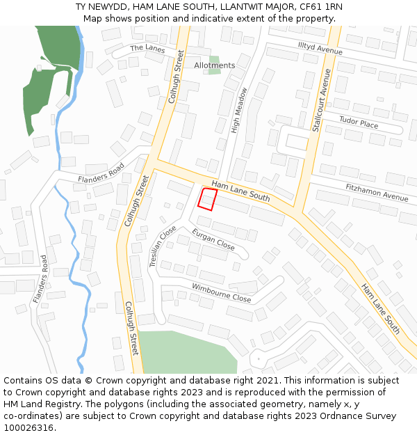 TY NEWYDD, HAM LANE SOUTH, LLANTWIT MAJOR, CF61 1RN: Location map and indicative extent of plot
