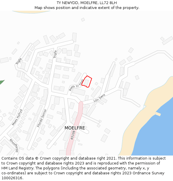 TY NEWYDD, MOELFRE, LL72 8LH: Location map and indicative extent of plot