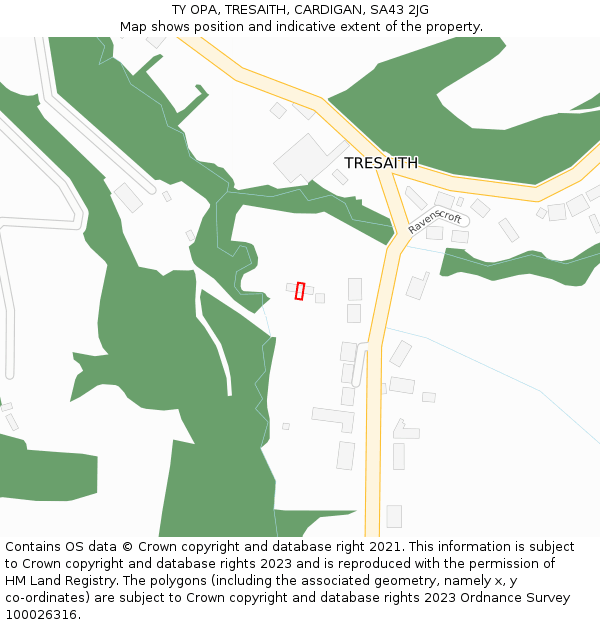 TY OPA, TRESAITH, CARDIGAN, SA43 2JG: Location map and indicative extent of plot