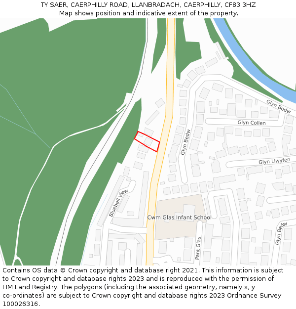 TY SAER, CAERPHILLY ROAD, LLANBRADACH, CAERPHILLY, CF83 3HZ: Location map and indicative extent of plot
