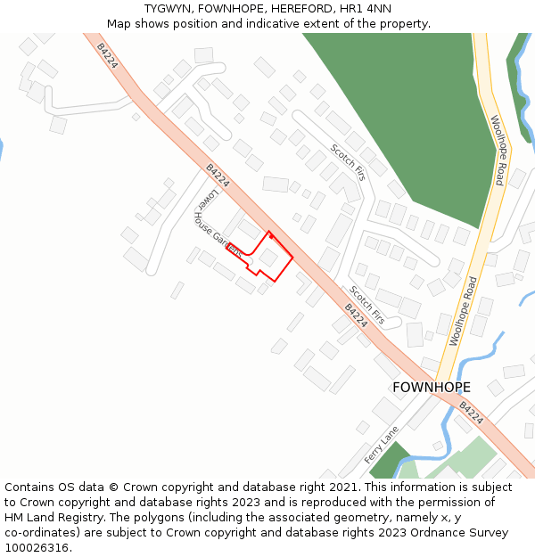 TYGWYN, FOWNHOPE, HEREFORD, HR1 4NN: Location map and indicative extent of plot