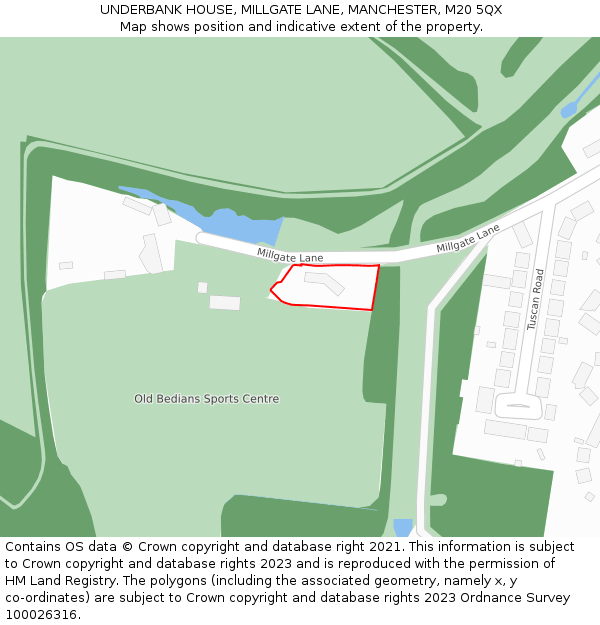 UNDERBANK HOUSE, MILLGATE LANE, MANCHESTER, M20 5QX: Location map and indicative extent of plot