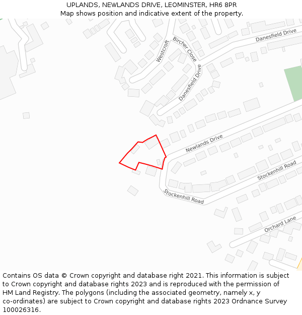 UPLANDS, NEWLANDS DRIVE, LEOMINSTER, HR6 8PR: Location map and indicative extent of plot