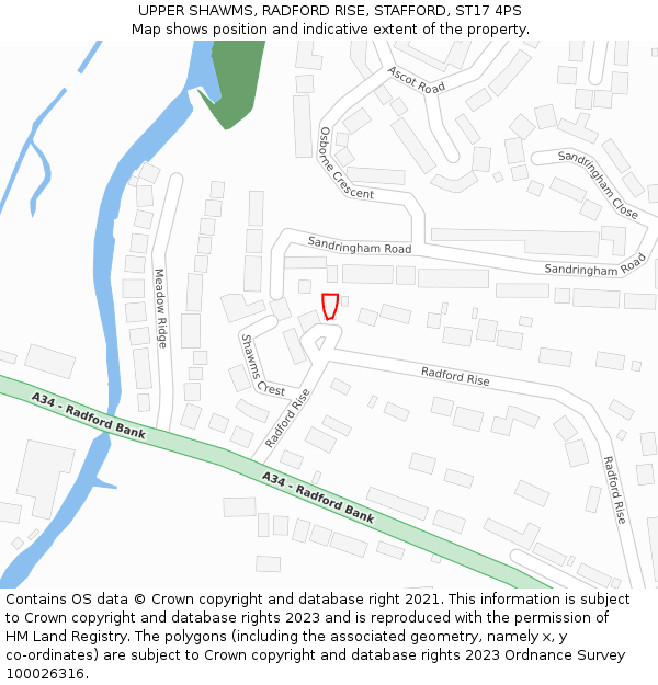 UPPER SHAWMS, RADFORD RISE, STAFFORD, ST17 4PS: Location map and indicative extent of plot