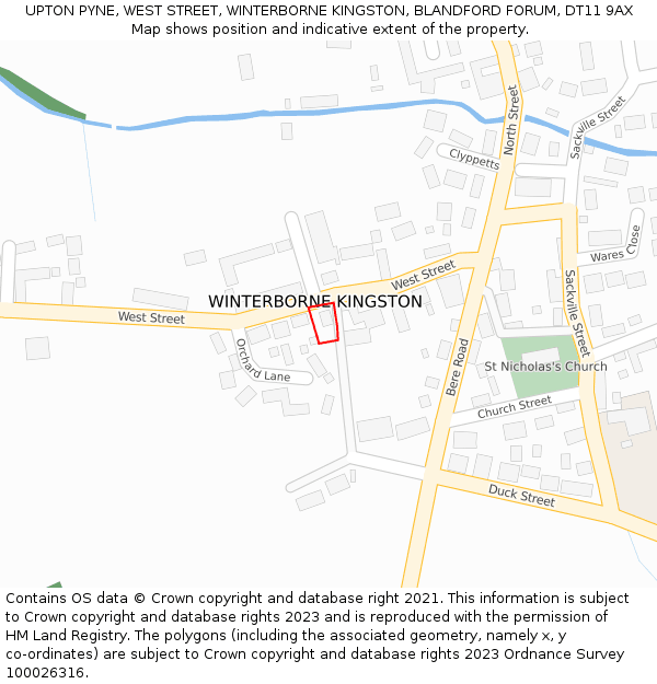 UPTON PYNE, WEST STREET, WINTERBORNE KINGSTON, BLANDFORD FORUM, DT11 9AX: Location map and indicative extent of plot