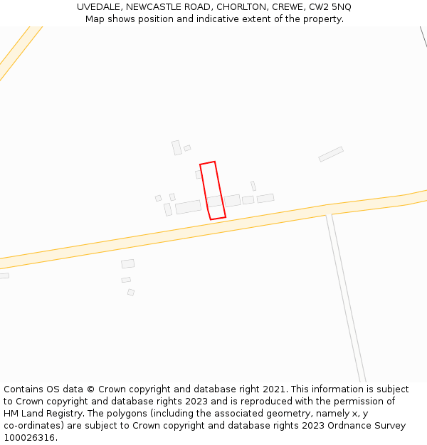 UVEDALE, NEWCASTLE ROAD, CHORLTON, CREWE, CW2 5NQ: Location map and indicative extent of plot