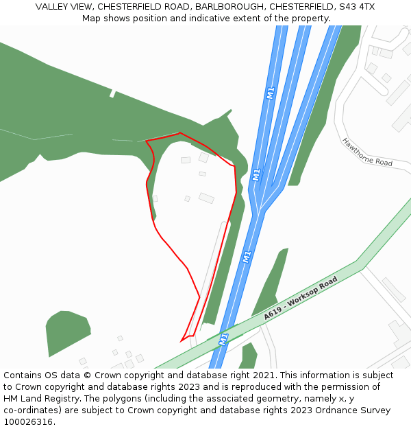 VALLEY VIEW, CHESTERFIELD ROAD, BARLBOROUGH, CHESTERFIELD, S43 4TX: Location map and indicative extent of plot