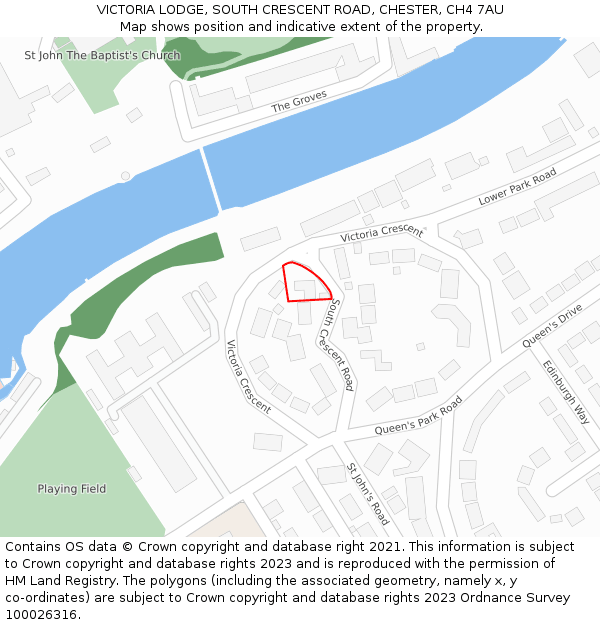 VICTORIA LODGE, SOUTH CRESCENT ROAD, CHESTER, CH4 7AU: Location map and indicative extent of plot